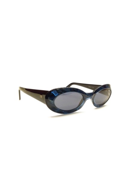 Occhiali da sole donna acetato blu striato Vintage nouvelle vague