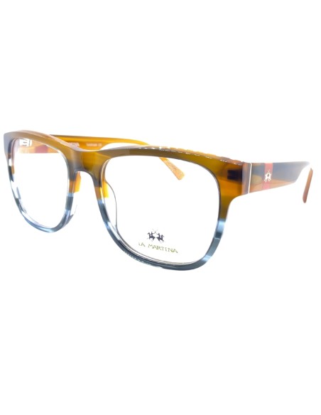 OCCHIALI DA VISTA UOMO ACETATO STRIATO BICOLORE BLU MIELE LA MARTINA