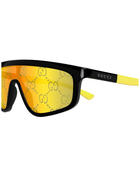 OCCHIALE DA SOLE UNISEX ACETATO NERO/ GIALLO LENTI SPECCHIATE GUCCI