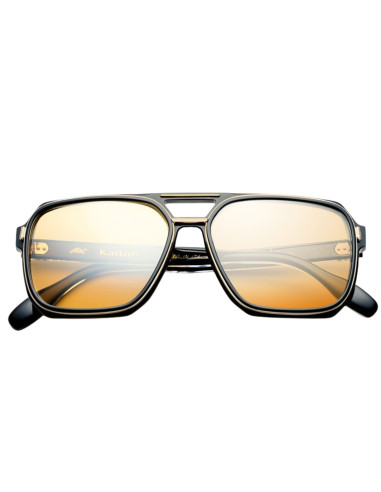OCCHIALE DA SOLE UNISEX ACETATO NERO LENTI OCRA...