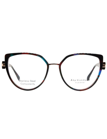 OCCHIALE DA VISTA DONNA ACETATO ASTE DOUBLE FACE DARK TEA RED CYAN HAVANA ANA HICKMANN
