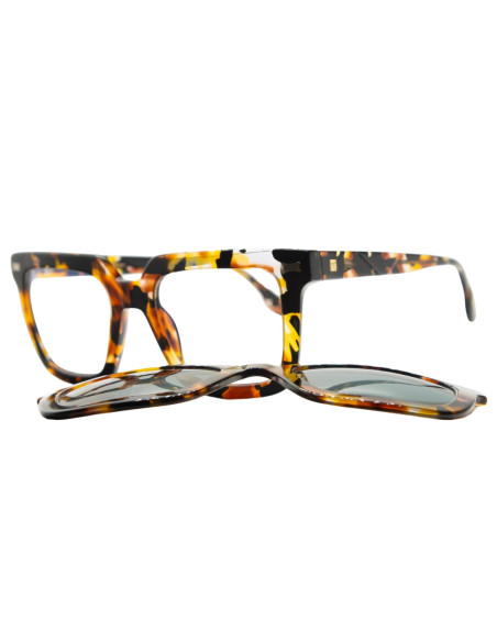 OCCHIALE DA VISTA DONNA ACETATO PANTOGRAFATO MARRONE CLIP-ON LES PIECES UNIQUES