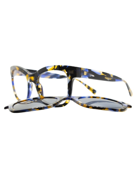 OCCHIALE DA VISTA DONNA ACETATO PANTOGRAFATO MULTICOLOR CLIP-ON LES PIECES UNIQUES